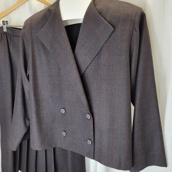Tailored by Handmacher Vintage 80s Wool Skirt Suit Union Made, 14 - Picture 2 of 15